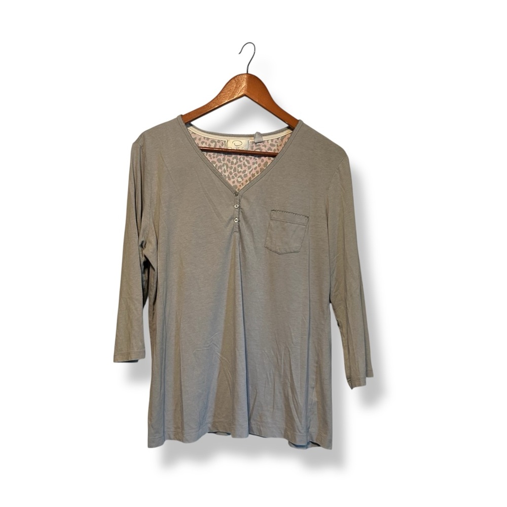 [Oscar de la Renta] Gray Henley Pajama Top